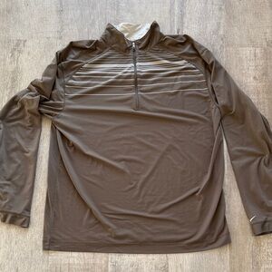 Nike Brown Lightweight Quarter-Zip Shirt Jacket with White Accents